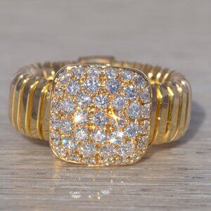 Signed Natural Diamond Ring in Yellow Gold